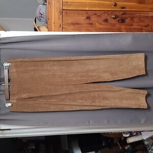Briggs New York VTG Faux Suede Pants Caramel Elastic Side Zip Size 32x29 EUC